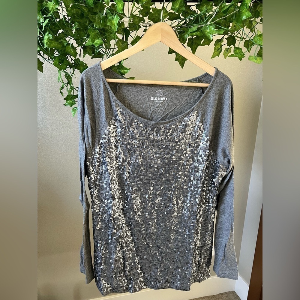Gray sequins long sleeve shirt size large from Old Navy